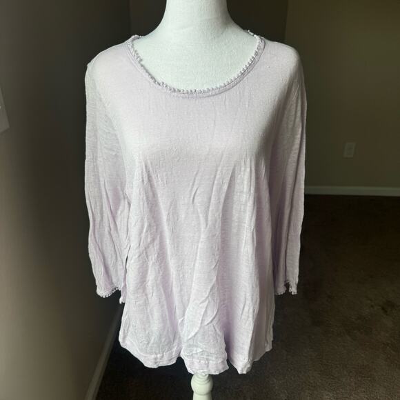 NWOT J Jill Love Linen XL Petite Slub Knit Tunic Top Embroidered‎ 3/4 Sl - Picture 1 of 10